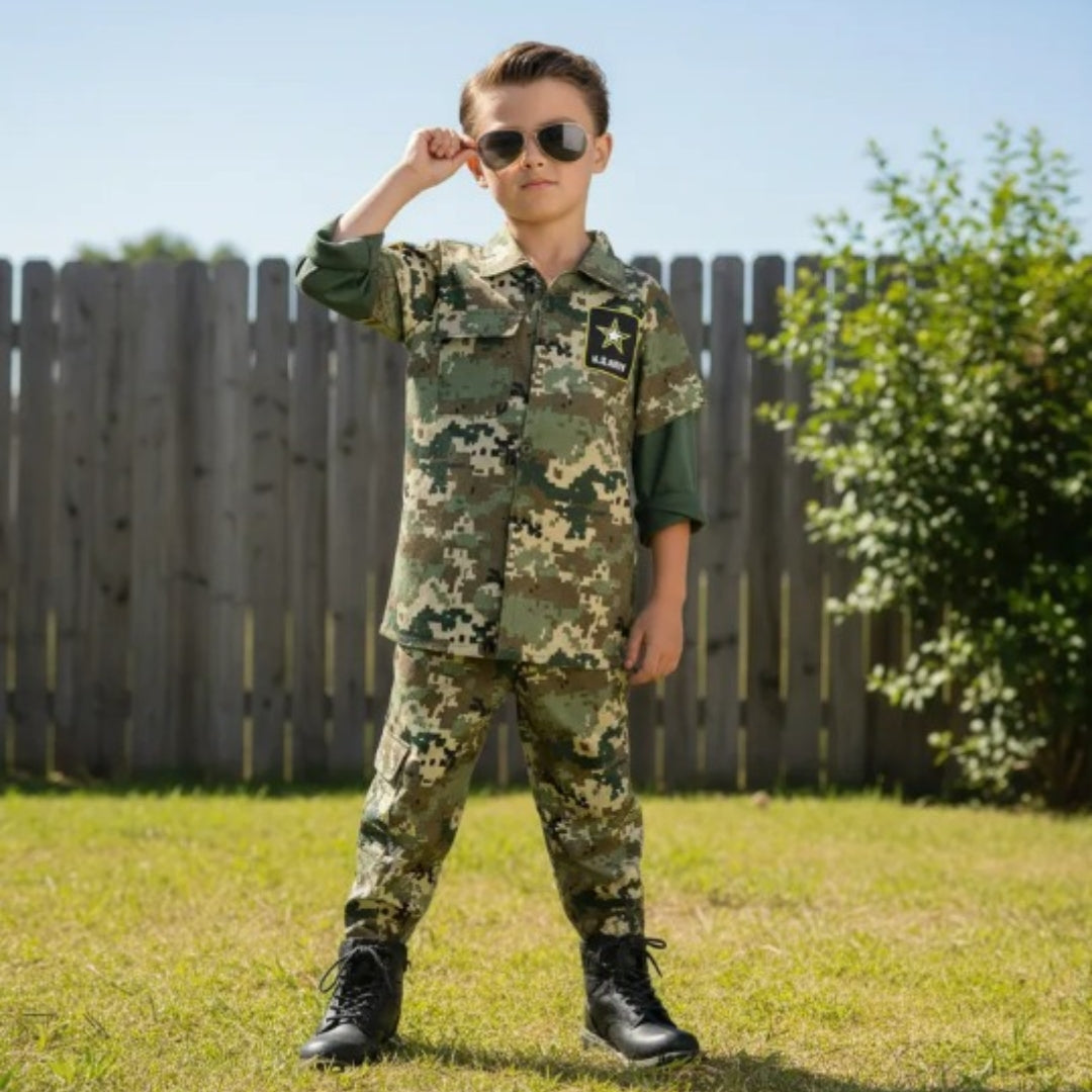 Disfraz de Soldado Militar Camuflaje para Niño y Niña