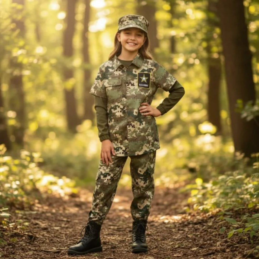 Disfraz de Soldado Militar Camuflaje para Niño y Niña