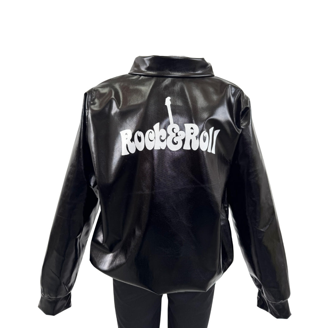 Chamarra Rock and Roll Negra para Niño y Niña - Disfraz de Rockero 80´s