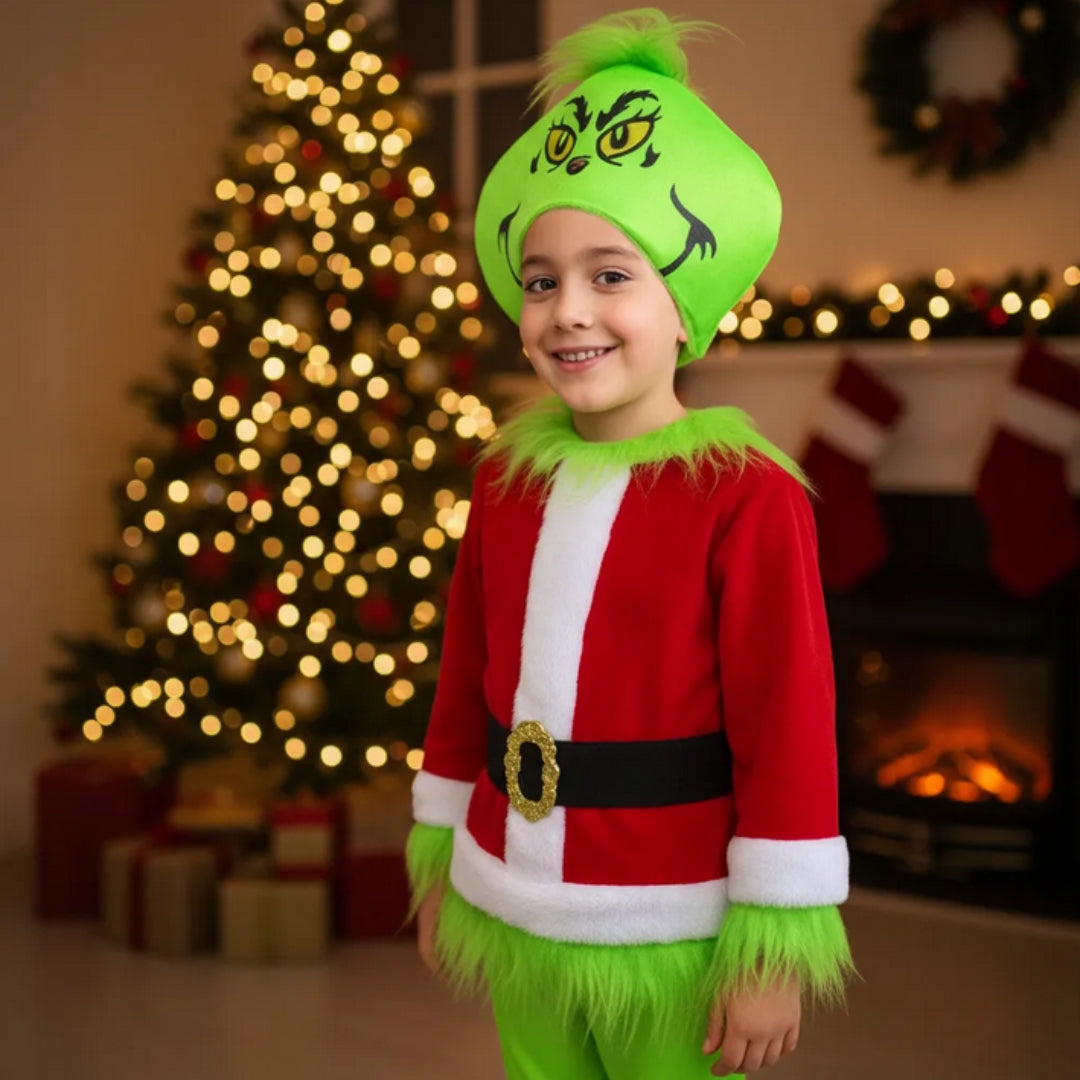 Disfraz de Monstruo Verde Navideño para Niño y Niña - Traje de Navidad