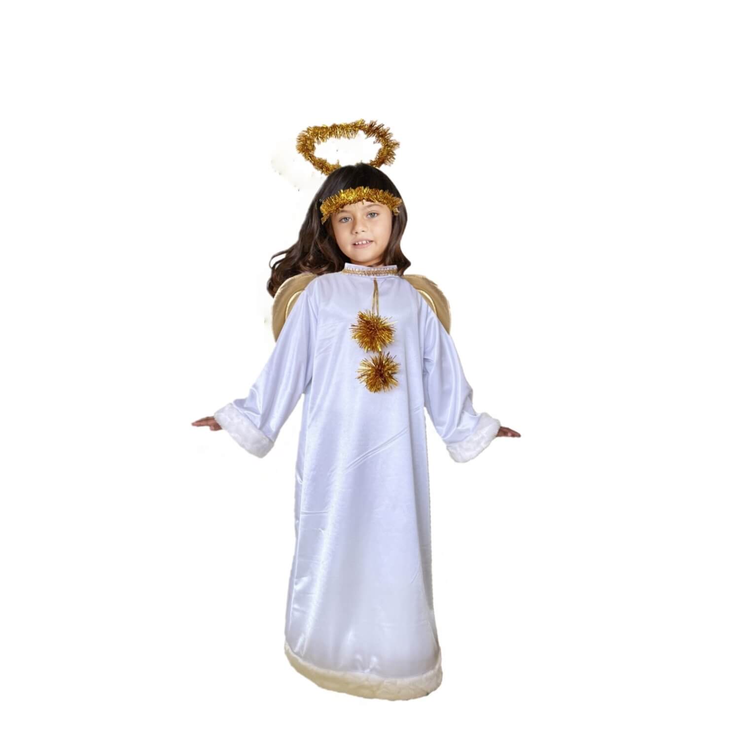 Disfraz de Ángel para Niño y Niña con Alas - Túnica Blanca Navideña
