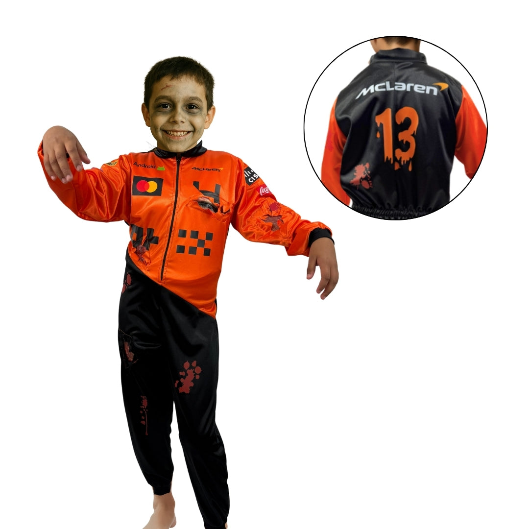 Disfraz de Piloto de Carreras Naranja para Niño - Traje de Automovilismo