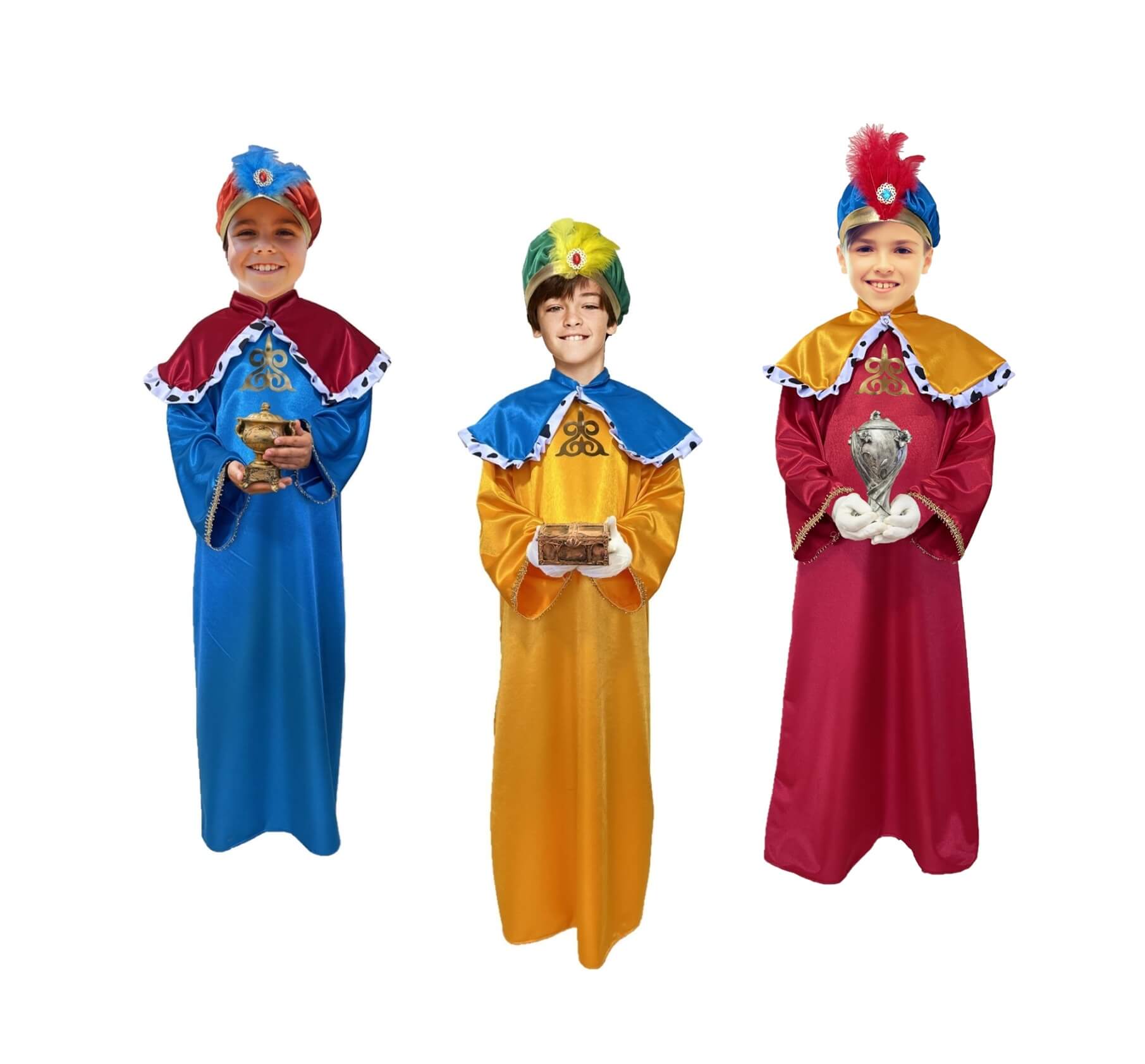 Disfraz de Rey Mago con Turbante para Niños - Túnica Pastorela Navideña