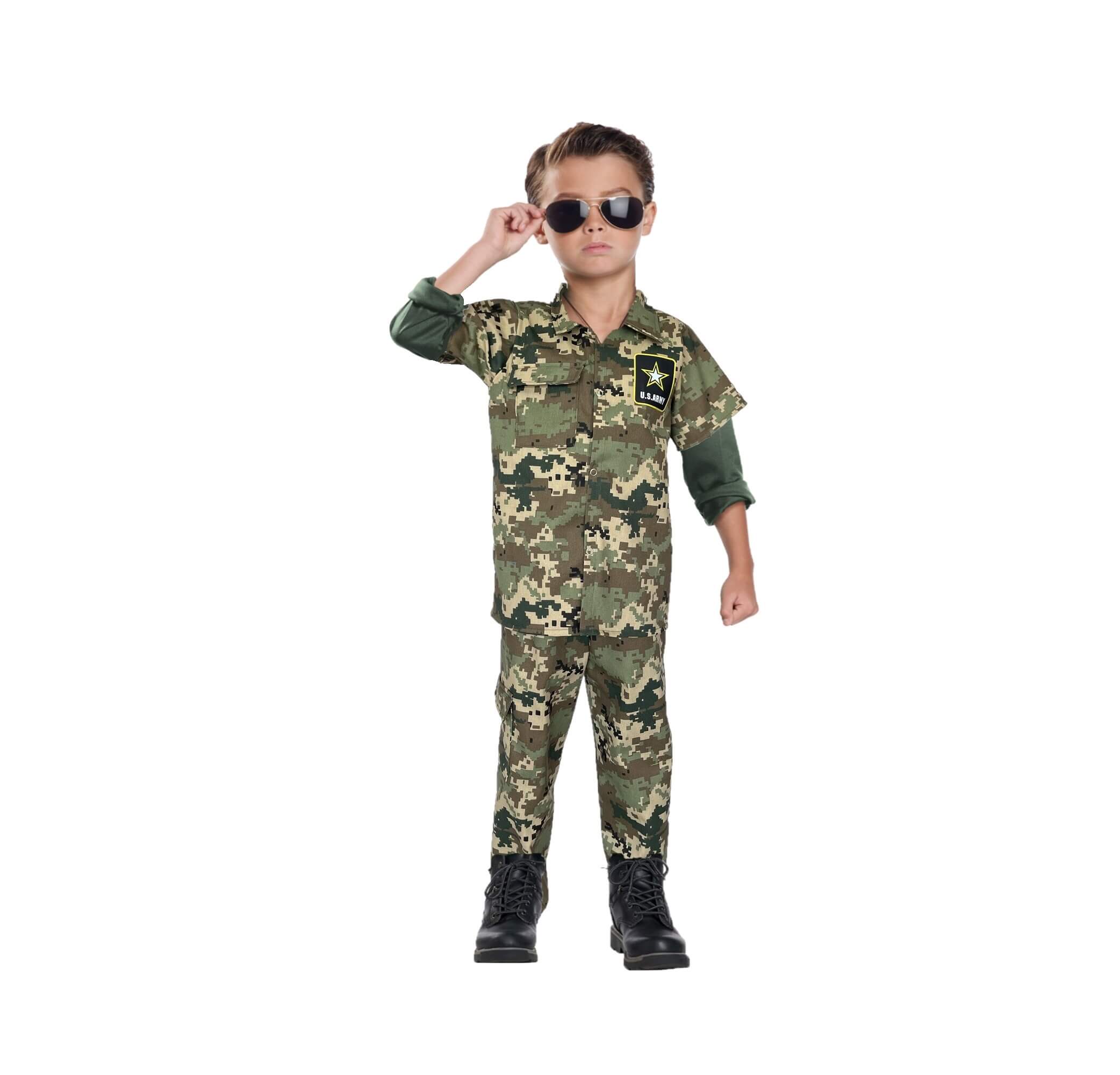 Disfraz de Soldado Militar Camuflaje para Niño y Niña