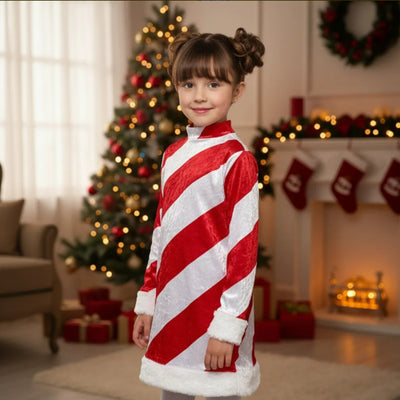 Disfraz de Caramelo Navideño para Niña - Vestido de Bastoncito Navidad Pastorelas