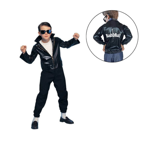 Chamarra Rock and Roll Negra para Niño y Niña - Disfraz de Rockero 80´s