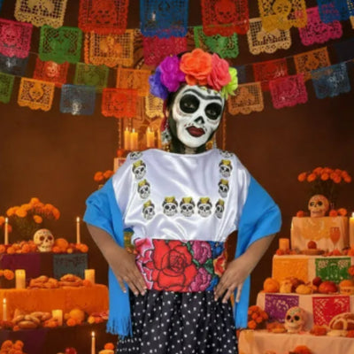 Disfraz de Catrina Mexicana para Niña - Vestido Elegante de Día de Muertos