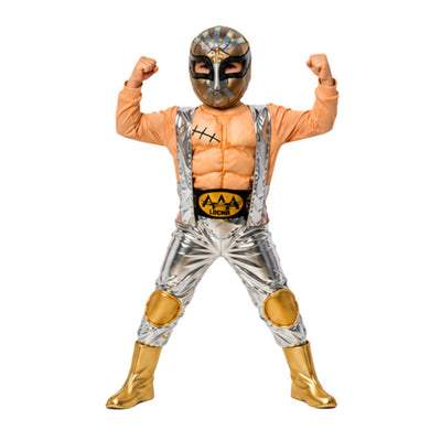 Disfraz de Luchador Dorado para Niño con Máscara - Traje de Lucha Libre