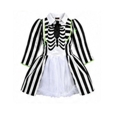 Disfraz de Fantasma Rayado para Niña - Vestido de Halloween y Día de Muertos