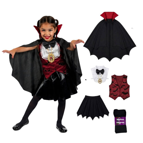 Disfraz de Vampira para Niña - Vestido de Halloween y Día de Muertos
