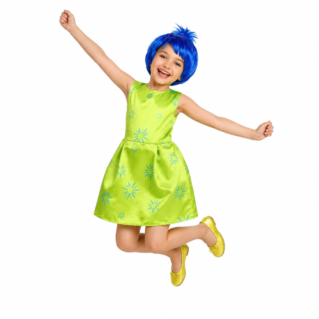 Disfraz de Alegría con Peluca para Niña - Vestido de Emoción Infantil