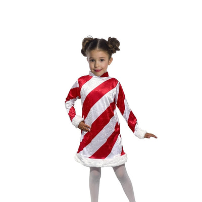 Disfraz de Caramelo Navideño para Niña - Vestido de Bastoncito Navidad Pastorelas