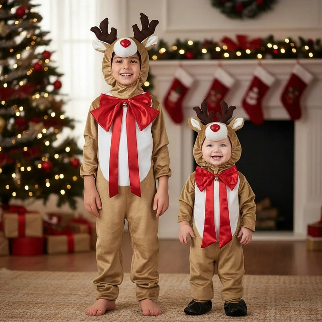 Disfraz de Reno Navideño con Gorro para Bebé y Niño  Traje de Navidad