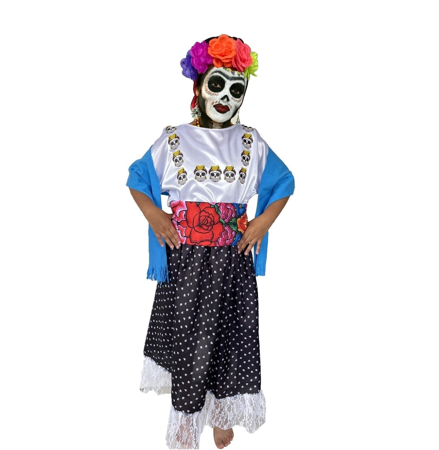 Disfraz de Catrina Mexicana para Niña - Vestido Elegante de Día de Muertos