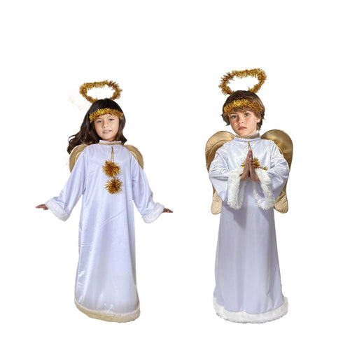 Disfraz de Ángel para Niño y Niña con Alas - Túnica Blanca Navideña
