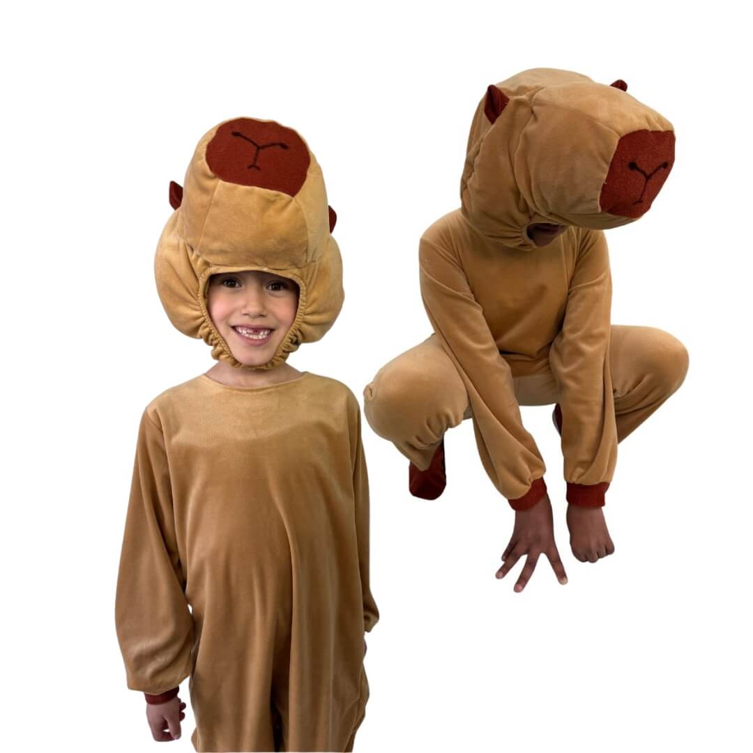 Disfraz de Capibara Kawaii para Niño y Niña - Mameluco con Gorro