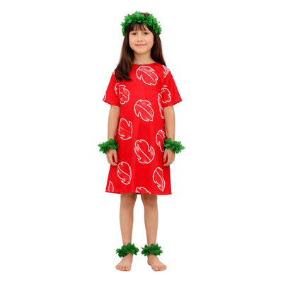 Disfraz de Hawaiana para Niña - Vestido Tropical Rojo Infantil