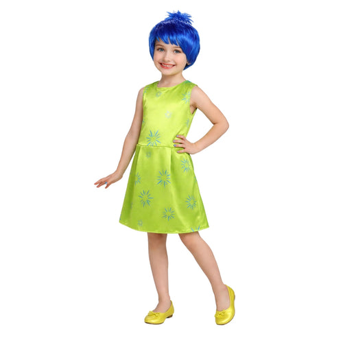 Disfraz de Alegría con Peluca para Niña - Vestido de Emoción Infantil