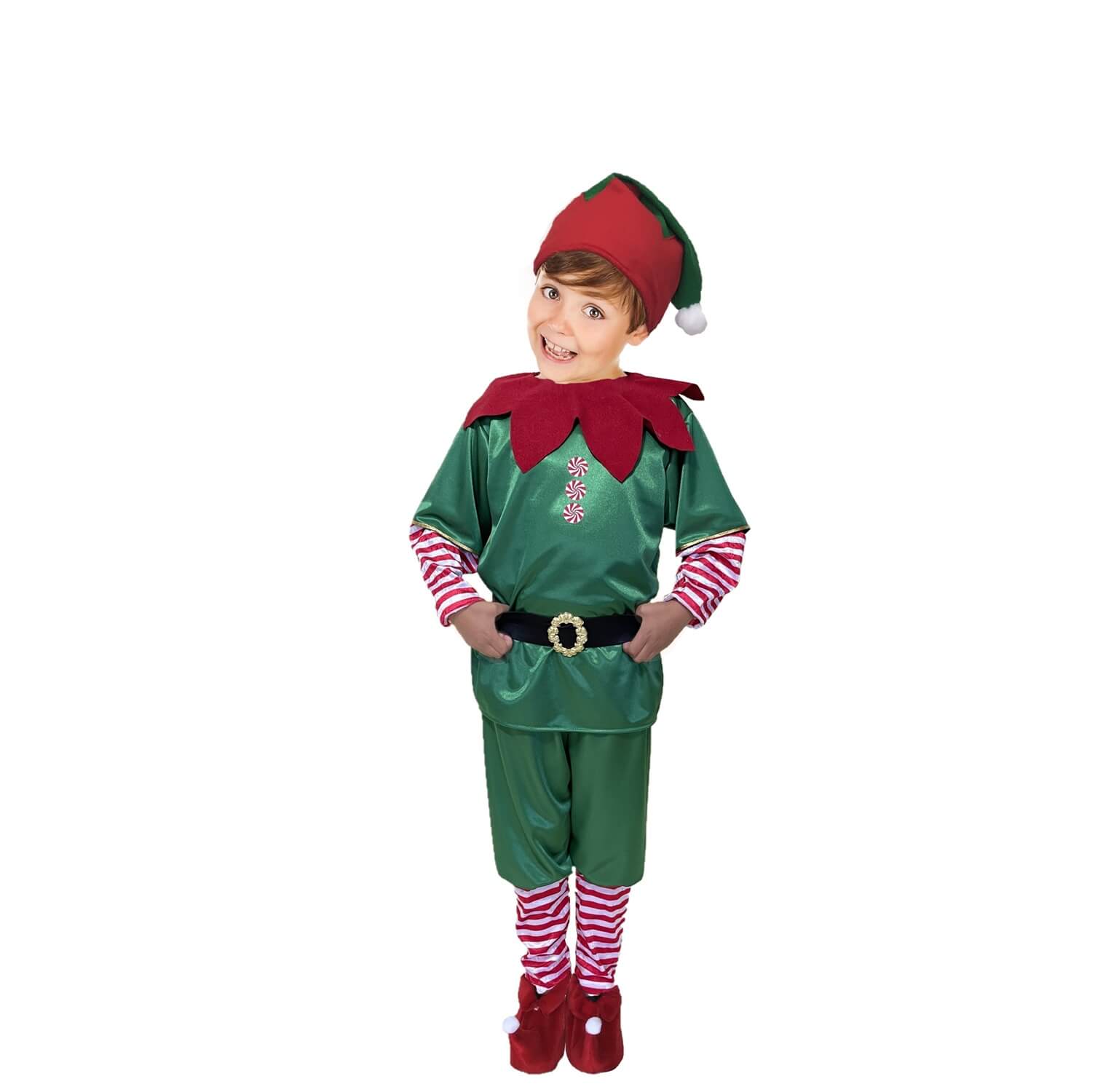 Disfraz de Duende Elfo Navideño con Gorro para Niño y Niña